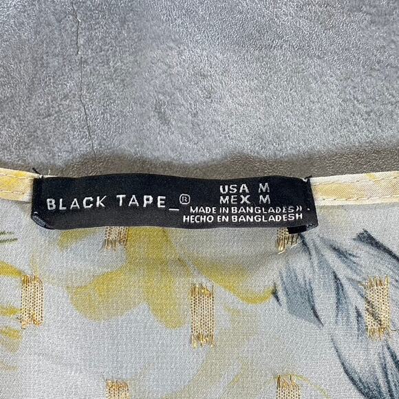 BLACK TAPE Women's Gold Lily Women's Faux-Wrap Smocked Flutter Sleeve Dress SZ M - Picture 9 of 13